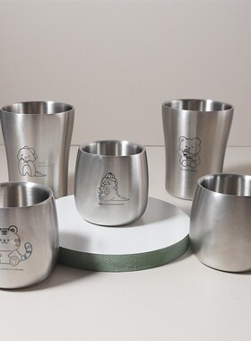 不锈钢水杯宝宝杯子喝水杯儿童幼儿园314防摔防烫口杯家用可爱
