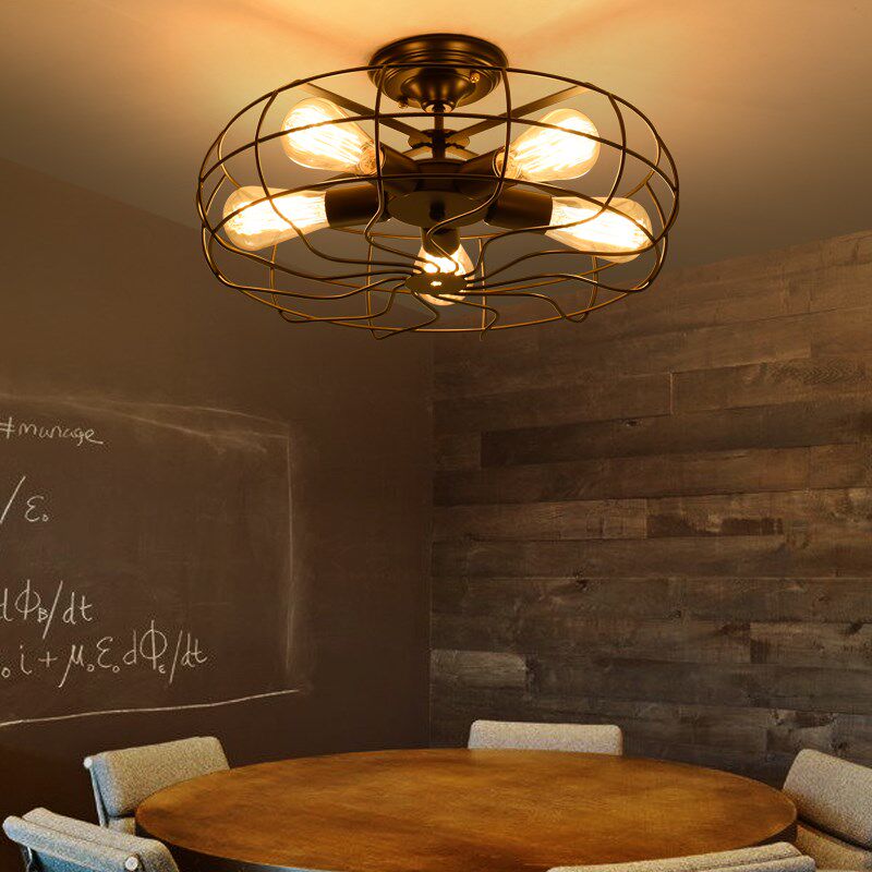 复古工业风吸顶灯餐厅咖啡厅网咖服装店商铺个性装饰多头铁艺灯具