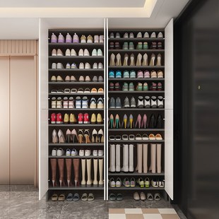 带锁鞋柜家用门口楼道密码锁门外储物柜过道电梯口走廊实木定制柜