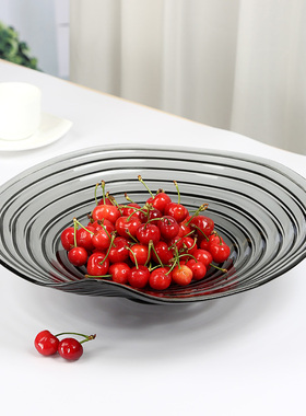 意式定制手工玻璃创意果盘轻奢餐桌装饰摆件设计师客厅茶几水果盘