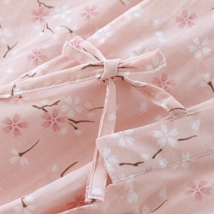 刘大姐家 日式可爱家居服浴袍 和服睡袍睡衣女夏纯棉纱布睡裙