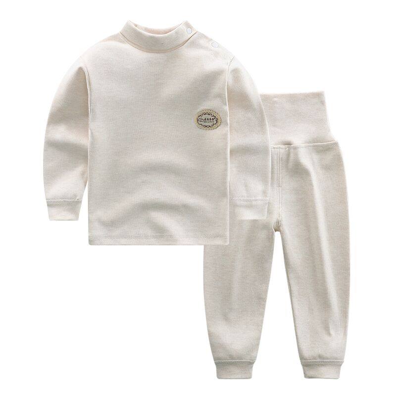 婴儿高领高腰内衣纯棉婴儿内衣儿童纯棉保暖秋衣裤套装宝宝舒绒款