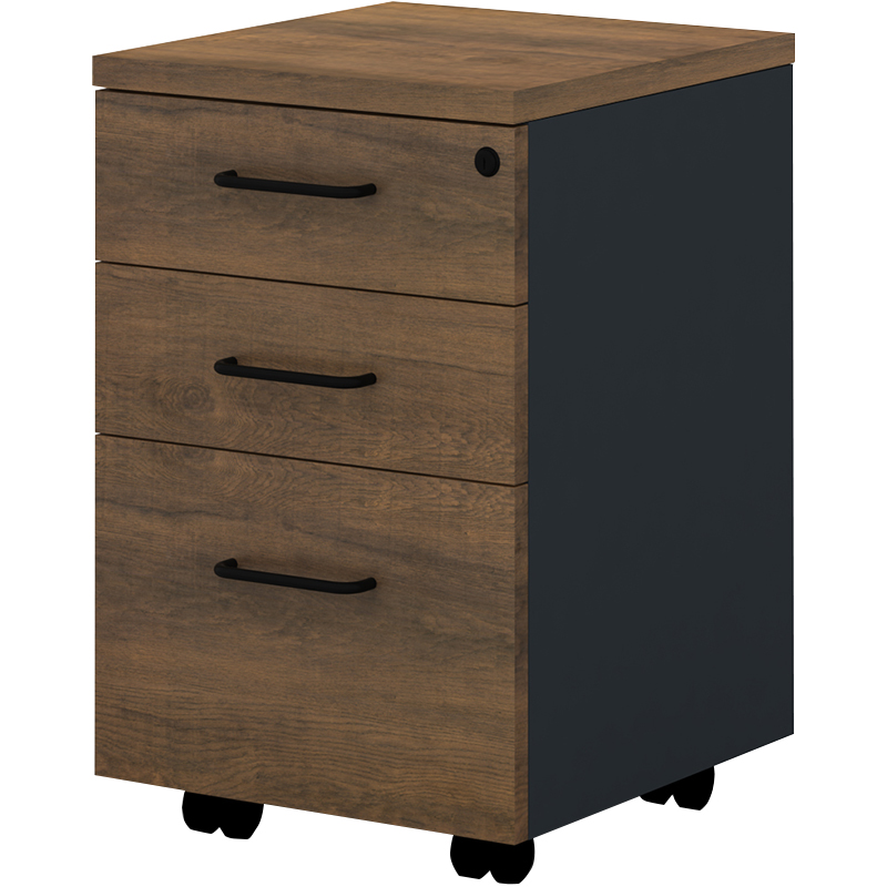 办公文件柜桌下抽屉储物矮柜木质可移动小型活动柜子带锁的桌边柜