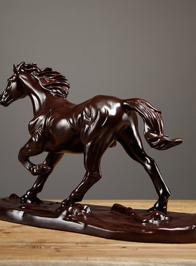 黑檀实木马摆件生肖马到成功木质雕刻马家居玄关摆设开业工艺礼品