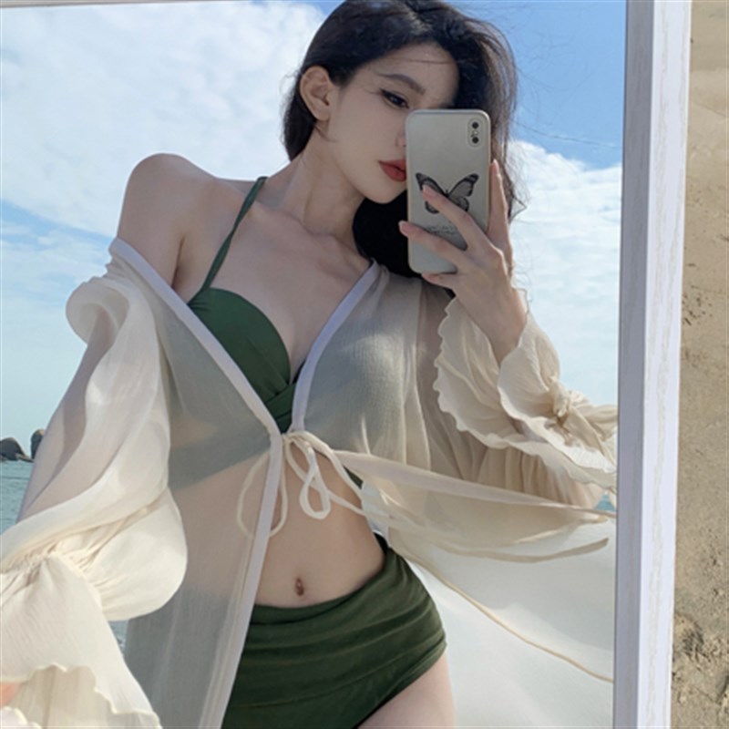 海边度假清凉飘逸防晒衣开衫女喇叭袖沙滩比基尼外套夏季泳衣外搭