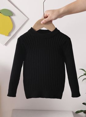 女童打底毛衣春秋款男童黑色白色打底针织杉秋冬儿童套头毛衣洋气