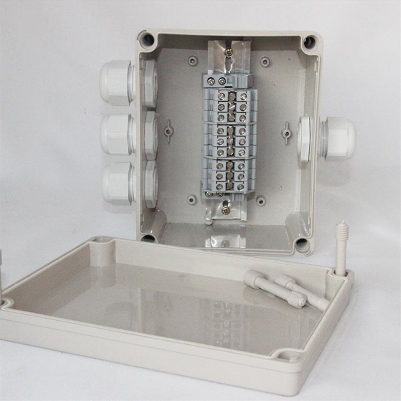 200x150x100mm防水接线盒1进3出电缆过线工控盒9位6平方分线端子