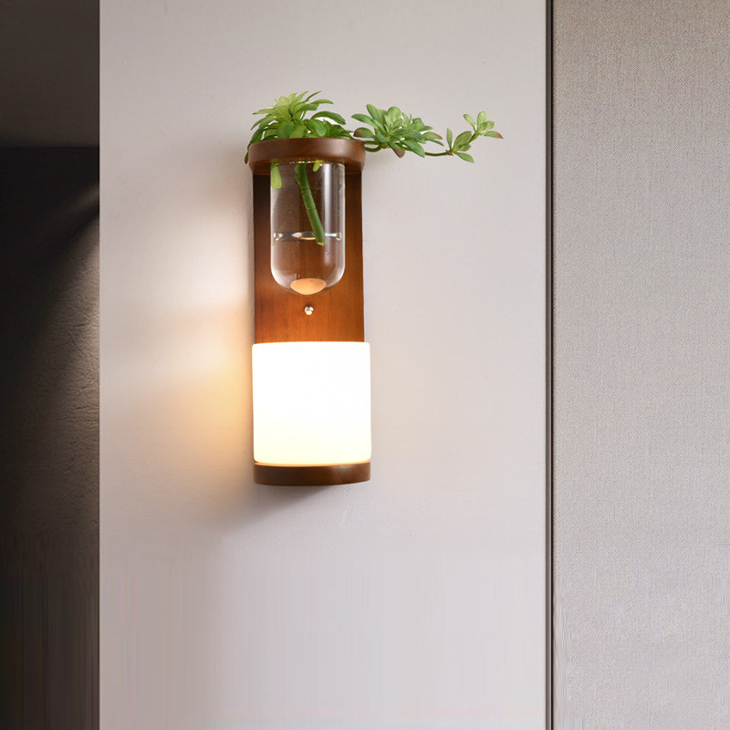 新中式壁灯 北欧创意客厅餐厅过道灯书房卧室床头灯水培植物壁灯