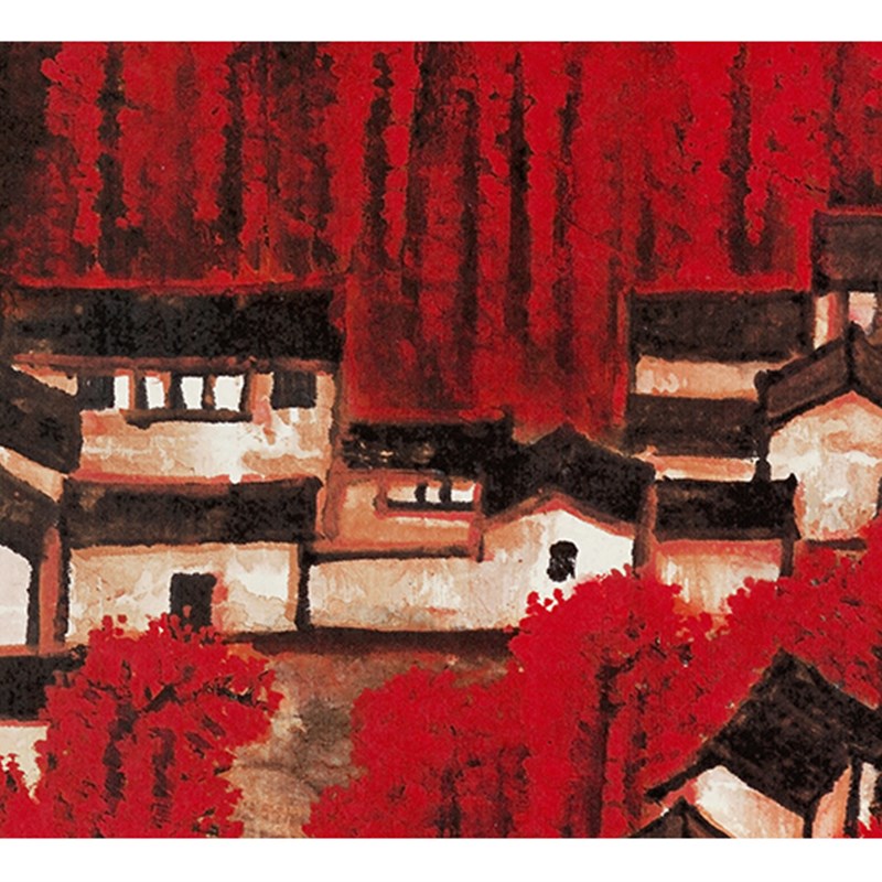 近代李可染 万山红遍 国画山水画宣纸高清微喷复制装饰画临摹画稿