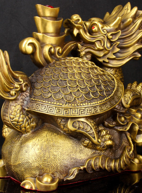 铜龙龟摆件大号铜金龟日进斗金驮铜元宝背铜钱办公室客厅家居摆设