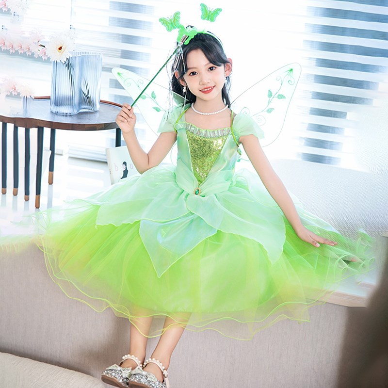 新款儿童卡通cos奇妙仙子小叮当仙女裙万圣节角色扮演蒂娜公主裙