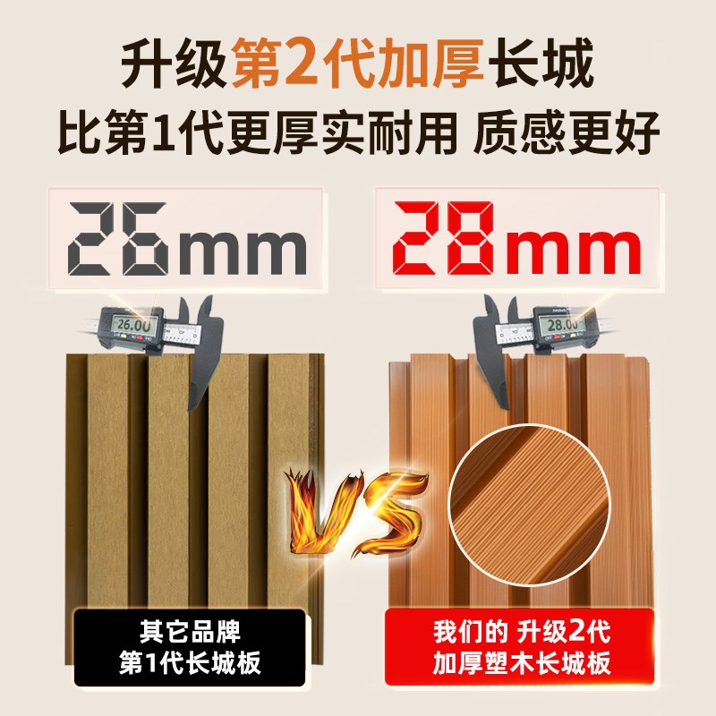 塑木围栏护栏方条大长城板实木生态木格栅板电视背景墙护墙板门头