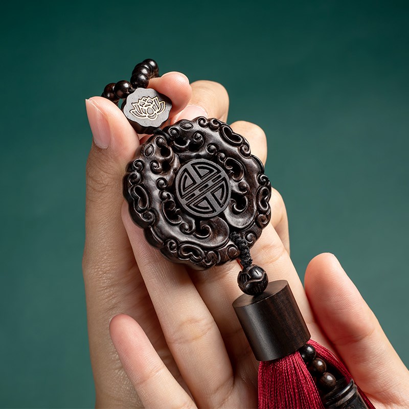 创意汽车挂件平安符吊坠车载胎毛挂件黑檀木貔貅车内装饰品男女款