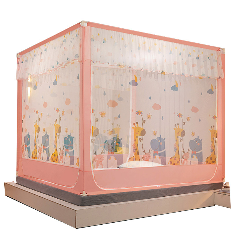 防尘蚊帐三开门家用卡通儿童防摔1.8m高档坐床宝宝防掉床加厚加密