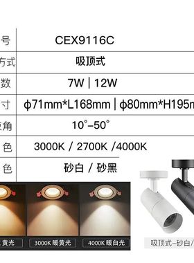 西顿 COB明装射灯无轨道吸顶式客厅背景墙服装店铺商用 cex9116c