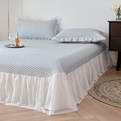 冷感冰豆豆凉席三件套床裙款夏季养生冰丝空调席可水洗折叠软席子