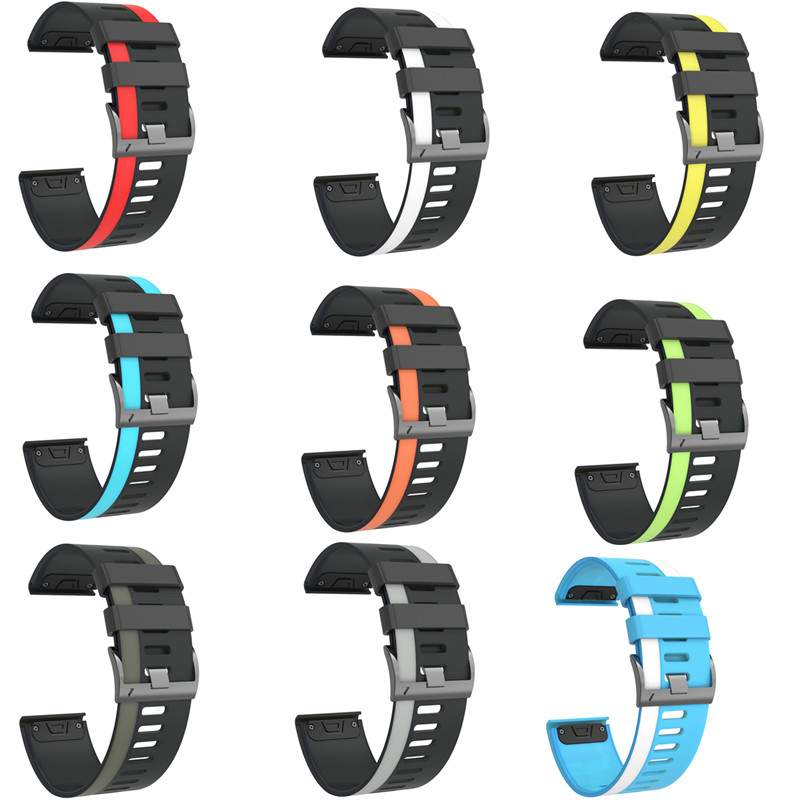 适用佳明Fenix7x Epix Fenix6X Fenix5泰铁时双色硅胶快拆表带
