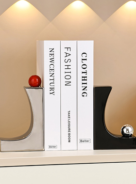 创意小众书挡摆件电视柜酒柜客厅玄关书柜陶瓷桌面书立家居装饰品