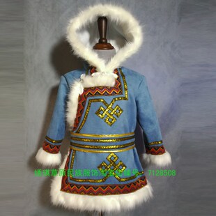 蒙古袍儿童棉袍男孩生活装秋冬季蒙古服装日常装演出服蒙族圣诞节