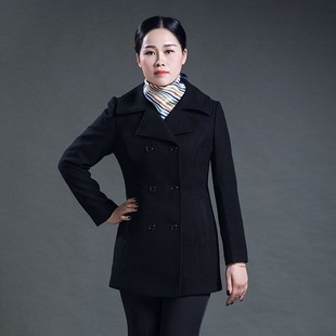 男女秋冬职业装短款妮子西装双排扣收腰显瘦羊毛呢子黑外套工装厚