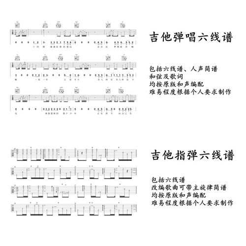 扒谱打谱扒歌乐谱定制吉他尤克里里钢琴谱简谱五线谱六线谱四线谱