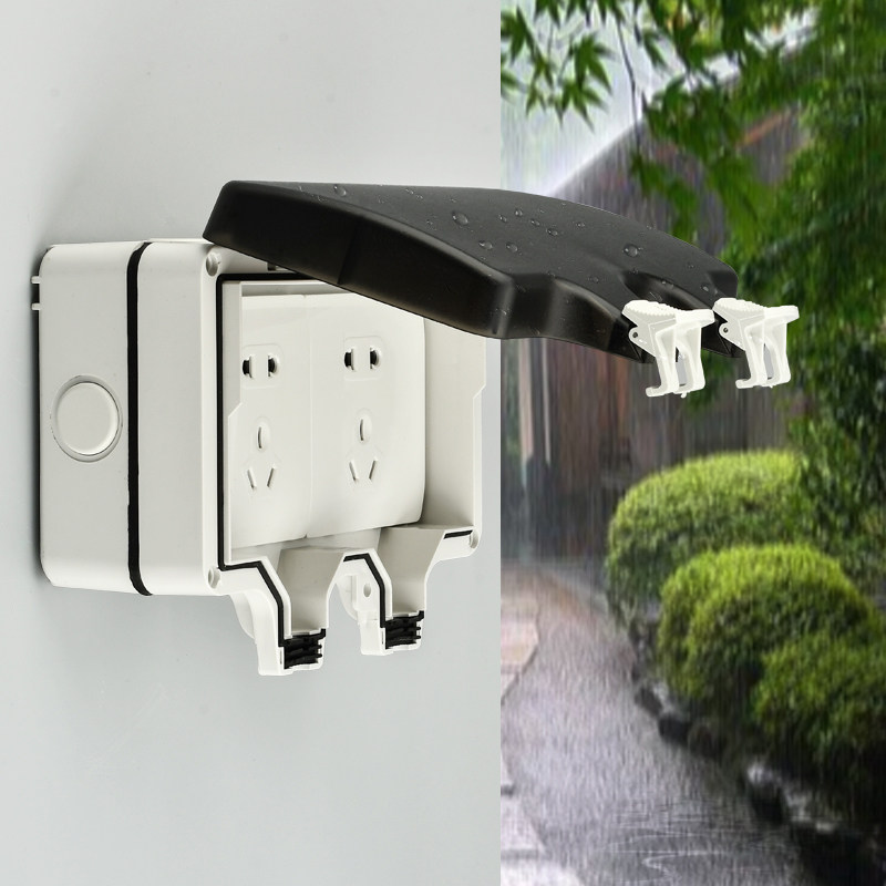 Puxi防水开关插座户外多孔防雨电源插座面板明装一体式插座保护盖