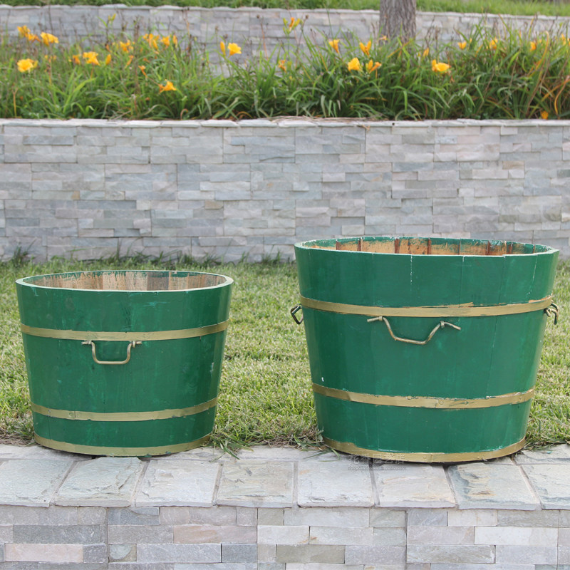 大木桶种树盆实木盆景绿萝园林景观庭院户外通用大花盆圆形种花桶