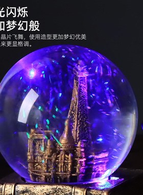 创意复古笔筒摆件轻奢水晶球办公室桌面书台儿童书房书桌生日礼品