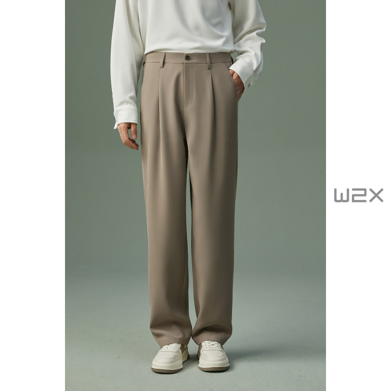 w2x春秋季新款直筒宽松弹力休闲裤男垂坠感小西装裤高级感长裤子