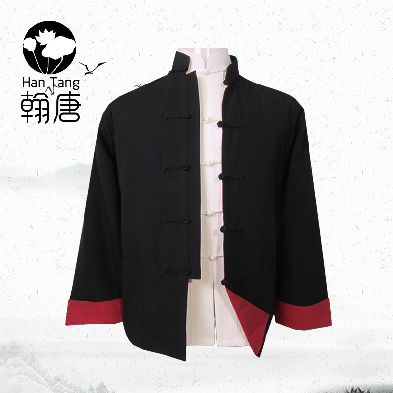 纯棉唐装男青年外套中老年复古汉服中国风中式爷爷中山装上衣茶服