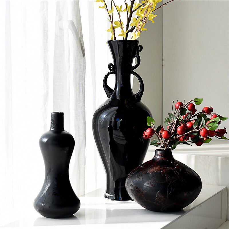 每周一三五10点上新/黑色高奢欧式玻璃花瓶民宿台面装饰水培摆件