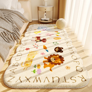 冬季仿羊绒卧室床边毯卡通动物异型梳妆地垫客厅加厚沙发防水地毯