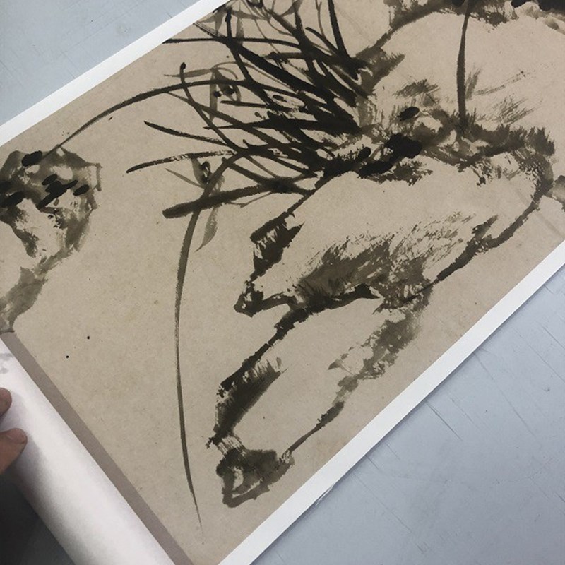 清 郑板桥 荆棘从兰图卷 名家仿古国画长卷墨兰墨竹卷轴装饰画