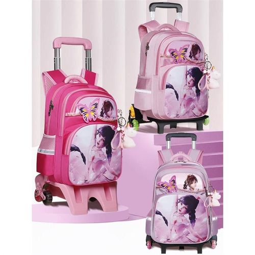 拉杆书包女生冰雪公主小舞小学生一二三到六年级大容量爬楼可拆卸