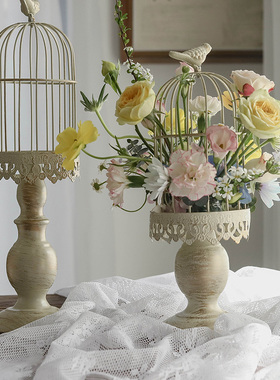 无味清欢 复古做旧鸟笼摆件 小众家居装饰烛台 婚庆桌面布置道具