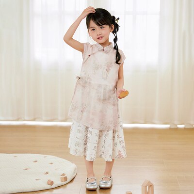 西子问旗袍女童2025夏季新款儿童汉服国风新中式礼服连衣裙童装
