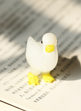 田园卡通鸭子桌面玻璃摆件工艺品办公室书房酒柜家居可爱装饰品
