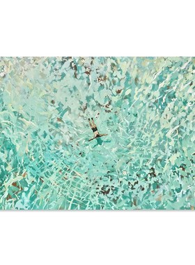 【特惠捡漏】Nina Brooke复刻艺术版画蓝绿色大海滩风景装饰画芯