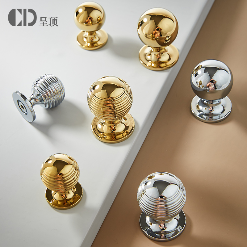 黄铜拉手银色单孔法式欧式衣柜门抽屉厨房橱柜高档圆形极简小把手