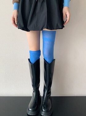 y2k粉色过膝靴袜长筒堆堆袜秋冬季灰色袜子女高筒袜外穿潮网红款