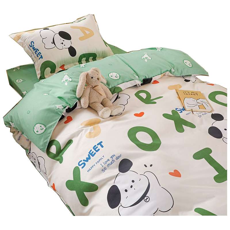 学生宿舍0.9米纯棉全棉卡通床品三件套单人被套床单床笠款四件套3
