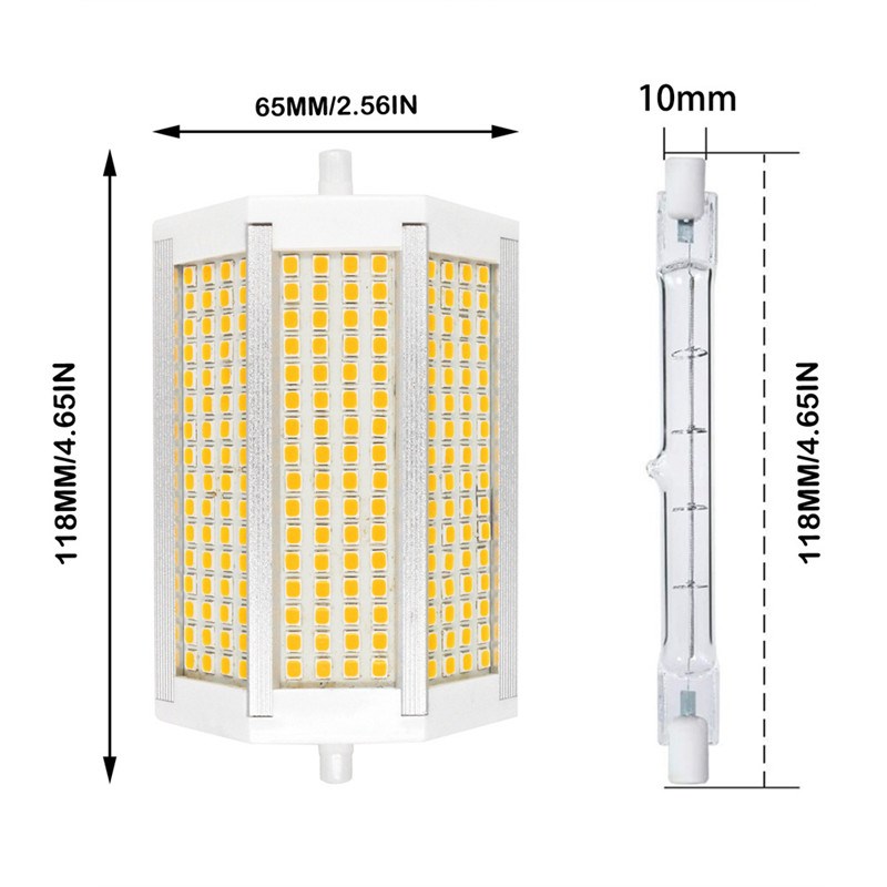 高亮LED R7S 60W 118mm 110V/220V调光横插玉米灯替换老式卤素灯