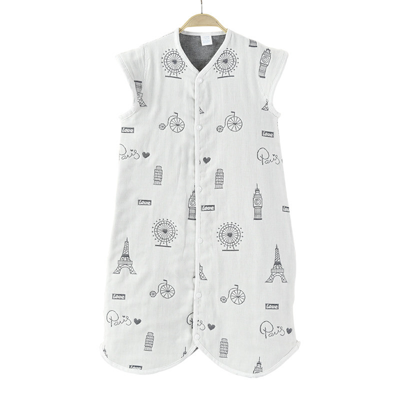 睡袋婴儿夏季薄款背心式无袖纱布纯棉宝宝新生儿童防踢被神器春秋