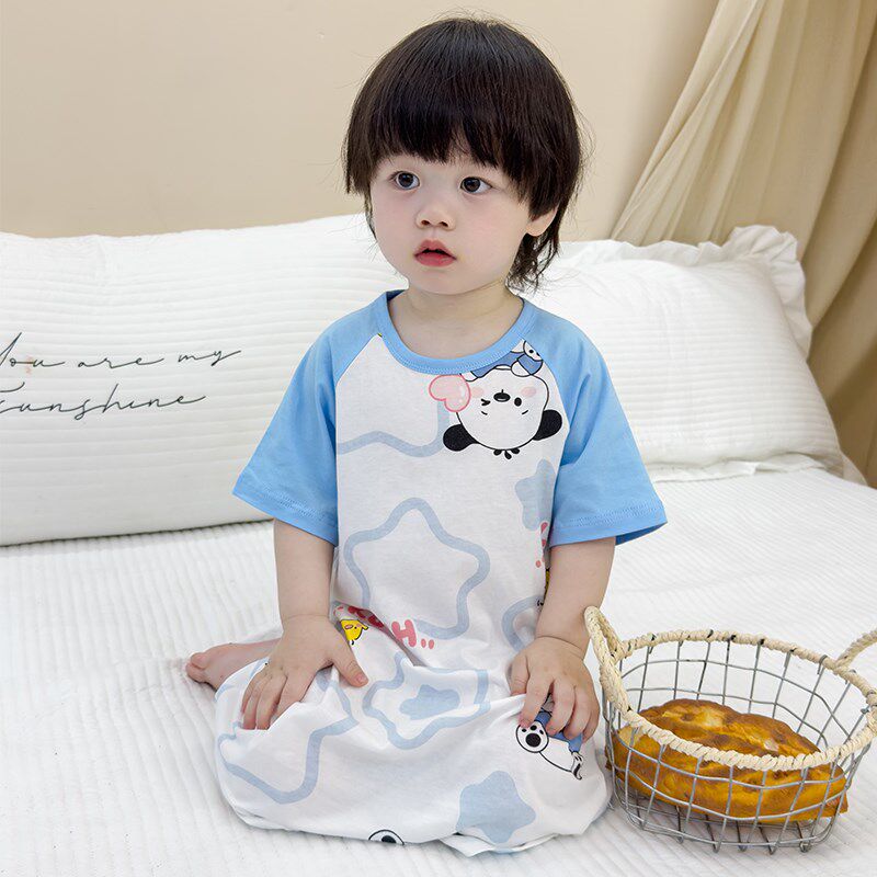 婴儿睡袋夏季儿童短袖防踢被纯棉薄款男童女宝宝套头连体睡衣卡通,婴童用品,睡袋/防踢被,淘宝优惠券,粉丝福利购,淘宝优惠卷