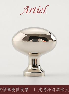 Artiel阿蒂尔高端钛银色鸽子蛋黄铜拉手法式抽屉衣柜门把手中古风