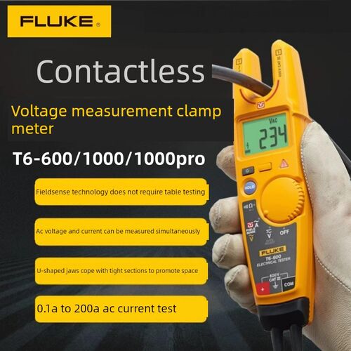 Fluke Fuluke T6-1000Pro数字非接触式钳形仪表T6-600开式电流钳