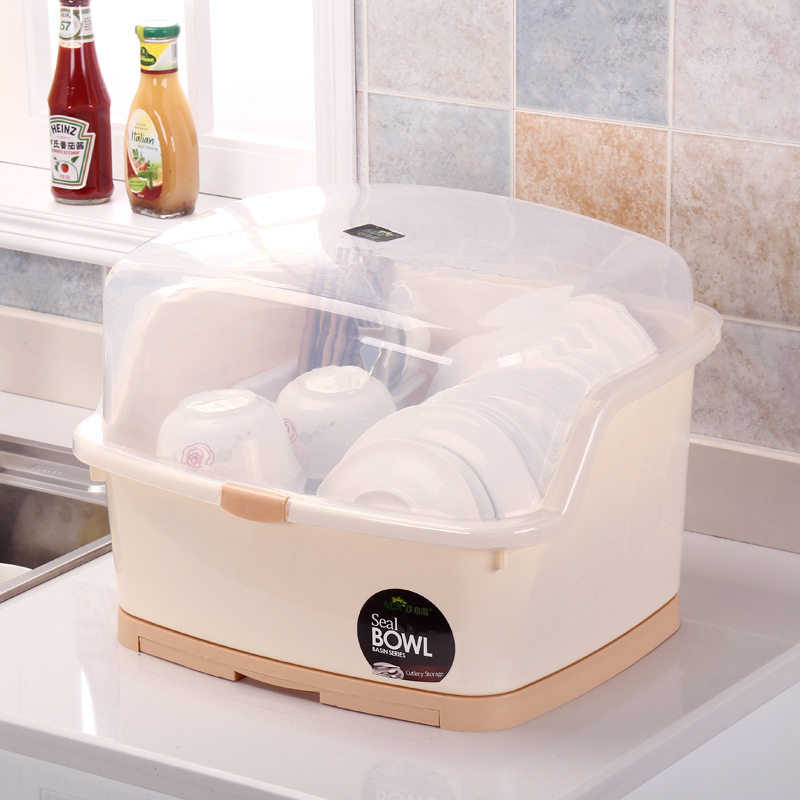 厨房碗筷收纳盒放碗带盖沥水控水篮盘子碗控水滤水架家用碗柜塑料