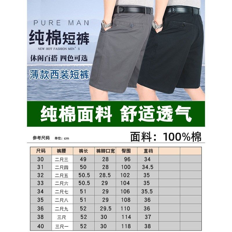 中老年男士纯棉水洗五分裤爸爸夏季西装短裤爷爷宽松薄款休闲裤子,男装,短裤,淘宝优惠券,粉丝福利购,淘宝优惠卷