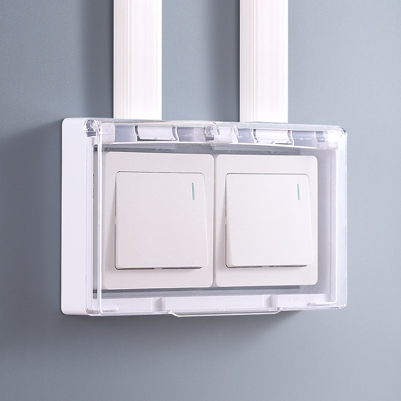 明装双位开关防水盒超薄明线插座防水罩五孔20孔十孔明装插座盒盖