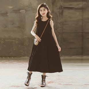 女童夏季连衣裙2025新款中大童海边裙子氛围感洋气文艺长裙背心裙